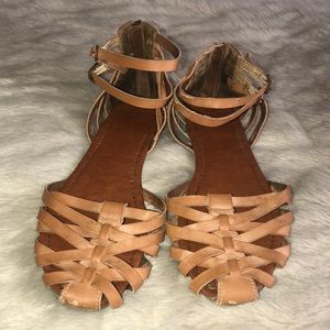 Forever 21 brown zip-up sandal; size 7.5